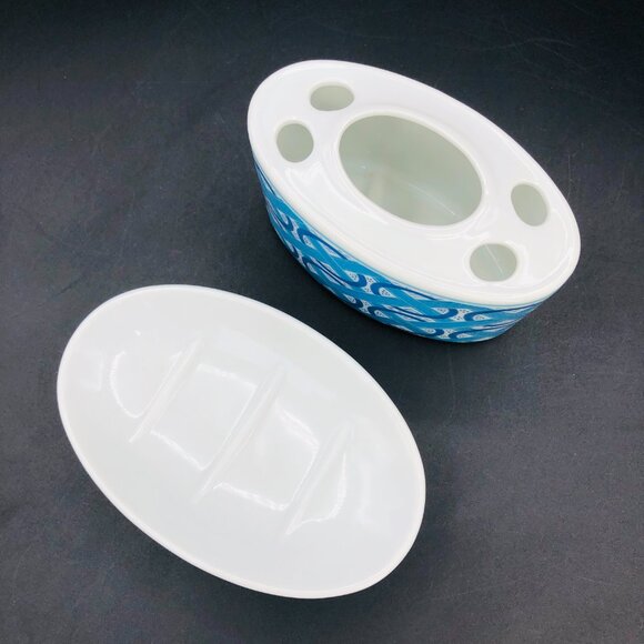 Vintage Japan Porcelain Bathroom Accessory SET - Toothbrush Holder - Soap Dish - Picture 3 of 10
